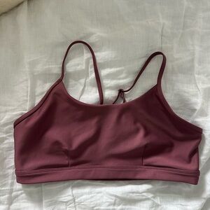 ALO Yoga Burgandy Sports Bra with Adjustable Straps and Scoop Neckline
